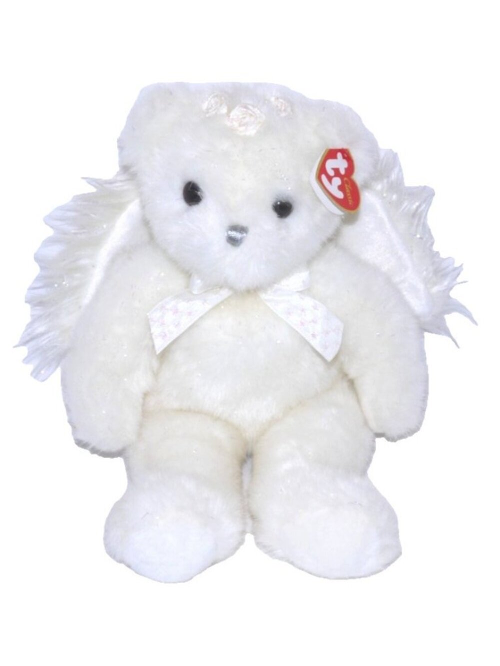 Vintage Ty Beanie Babies Angelina 13" white bear angel with tags 2002